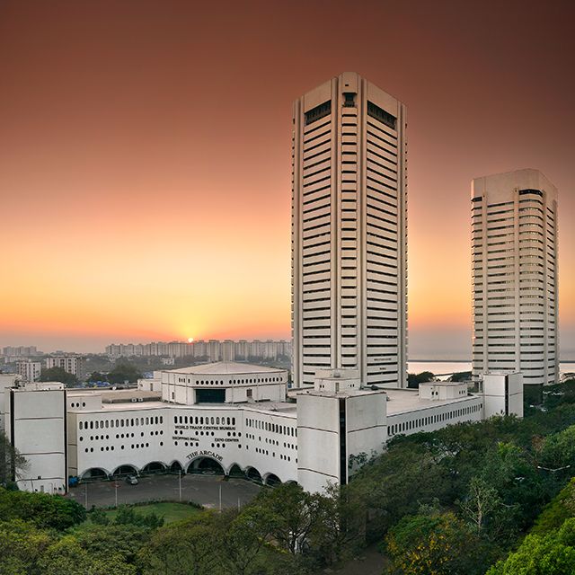 World Trade Center Mumbai skyline at sunset